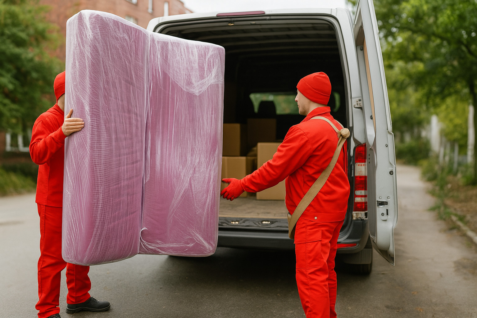 Вантажники з матрацом